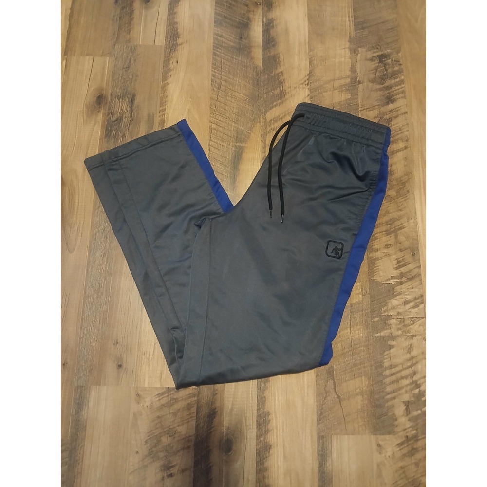AND1 Men's Medium Track Pants Gray Blue Athletic Drawstring 29.5" Inseam